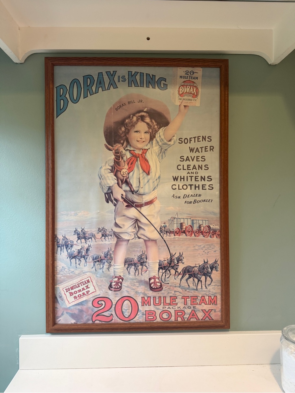 Vintage Borax Poster in Blue, Red, Cream and Brown
